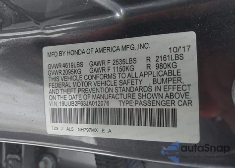 2018 Acura Tlx Tech A-Spec Pkgs from USA, damaged, VIN 19UUB2F63JA012076